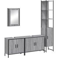 Berkfield Home 4 Piece Bathroom Furniture Set Grey Sonoma Engineered Wood
