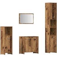 Berkfield Home 4 Piece Bathroom Furniture Set Old Wood Engineered Wood in Brown