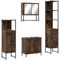Berkfield Home 4 Piece Bathroom Furniture Set Smoked Oak Engineered Wood in Brown