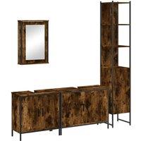 Berkfield Home 4 Piece Bathroom Furniture Set Smoked Oak Engineered Wood in Brown