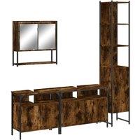 Berkfield Home 4 Piece Bathroom Furniture Set Smoked Oak Engineered Wood in Brown