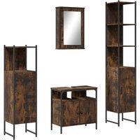 Berkfield Home 4 Piece Bathroom Furniture Set Smoked Oak Engineered Wood in Brown