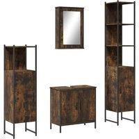 Berkfield Home 4 Piece Bathroom Furniture Set Smoked Oak Engineered Wood in Brown