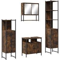 Berkfield Home 4 Piece Bathroom Furniture Set Smoked Oak Engineered Wood in Brown