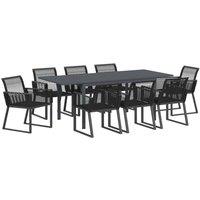 Berkfield Home 9 Piece Garden Dining Set Black Poly Rattan
