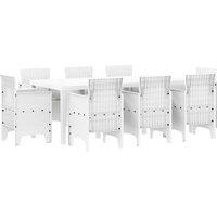 Berkfield Home 9 Piece Garden Dining Set with Cushions, White Poly Rattan