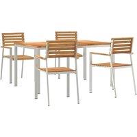 Berkfield Home 5 Piece Garden Dining Set Solid Wood Teak in Brown