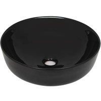 Berkfield Home Basin Ceramic Round Black 41.5x13.5 cm
