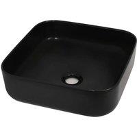 Berkfield Home Basin Ceramic Square Black 38x38x13.5 cm