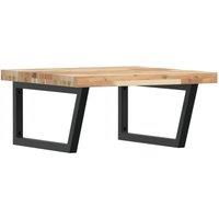 Berkfield Home Basin Shelf Wall Mounted Steel & Solid Wood Acacia in Brown