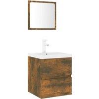 Berkfield Home Bathroom Furniture Set Smoked Oak Engineered Wood in Brown