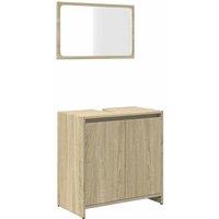 Berkfield Home Bathroom Furniture Set Sonoma Oak Engineered Wood in Brown
