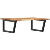 Berkfield Home Basin Shelf Wall Mounted Steel & Solid Wood Acacia in Brown
