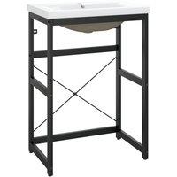 Berkfield Home Bathroom Washbasin Frame with Built-in Basin Black Iron