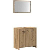 Berkfield Home Bathroom Cabinet with Mirror Artisan Oak Engineered Wood in Brown