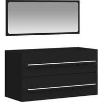 Berkfield Home Bathroom Cabinet with Mirror Black Engineered Wood