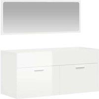 Berkfield Home Bathroom Cabinet with Mirror High Gloss White Engineered Wood