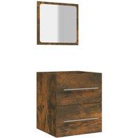 Berkfield Home Bathroom Cabinet with Mirror Smoked Oak 41x38.5x48 cm Engineered Wood in Brown