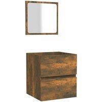 Berkfield Home Bathroom Cabinet with Mirror Smoked Oak Engineered Wood in Brown