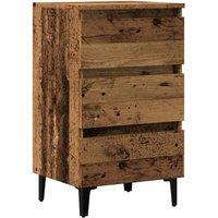 Berkfield Home Bed Cabinet with Metal Legs Old Wood 40x35x69 cm in Brown | Size: 40 x 35 x 69 cm