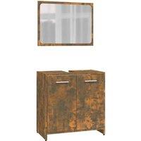Berkfield Home Bathroom Furniture Set Smoked Oak Engineered Wood in Brown