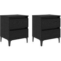 Berkfield Home Bed Cabinets 2 pcs Black Oak 40x35x50 cm Engineered Wood | Size: 40 x 35 x 50 cm