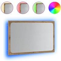 Berkfield Home Bathroom Mirror with LED Light Artisan Oak 60x8.5x38 cm in Brown