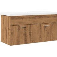 Berkfield Home Bathroom Sink Cabinet with Built-in Basin Artisan Oak in Brown