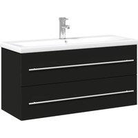 Berkfield Home Bathroom Sink Cabinet with Built-in Basin Black