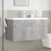 Berkfield Home Bathroom Sink Cabinet with Built-in Basin & Faucet Concrete Grey