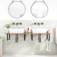 Berkfield Home Bathroom Vanity Top Untreated 140x50x2 cm Solid Wood Acacia in Brown | Size: 140 x 50 x 2 cm