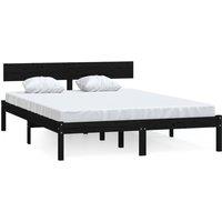 Berkfield Home Bed Frame Black Solid Wood 120x190 cm Small Double