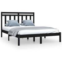 Berkfield Home Bed Frame Black Solid Wood 140x190 cm
