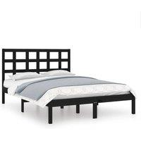 Berkfield Home Bed Frame Black Solid Wood 140x190 cm