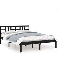 Berkfield Home Bed Frame Black Solid Wood 140x190 cm