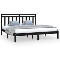 Berkfield Home Bed Frame Black Solid Wood 200x200 cm