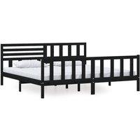 Berkfield Home Bed Frame Black Solid Wood 200x200 cm