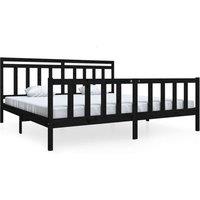 Berkfield Home Bed Frame Black Solid Wood 200x200 cm