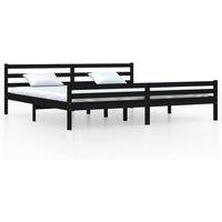 Berkfield Home Bed Frame Black Solid Wood 200x200 cm