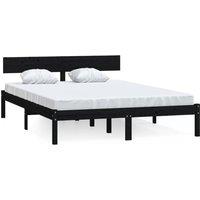 Berkfield Home Bed Frame Black Solid Wood Pine 120x200 cm | Size: Small Double