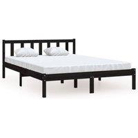 Berkfield Home Bed Frame Black Solid Wood Pine 135x190 cm Double
