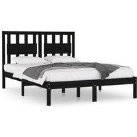 Berkfield Home Bed Frame Black Solid Wood Pine 140x190 cm