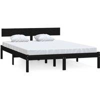 Berkfield Home Bed Frame Black Solid Wood Pine 140x200 cm