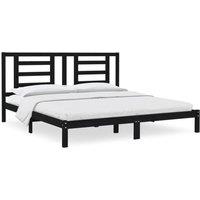 Berkfield Home Bed Frame Black Solid Wood Pine 200x200 cm