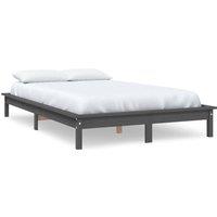 Berkfield Home Bed Frame Grey 120x200 cm Solid Wood Pine | Size: Small Double