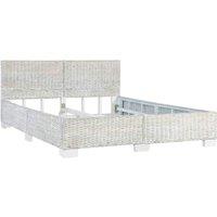 Berkfield Home Bed Frame Grey Natural Rattan 140x200 cm