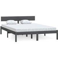 Berkfield Home Bed Frame Grey Solid Wood 120x190 cm Small Double
