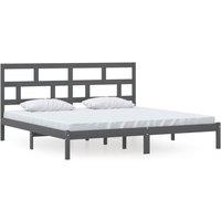 Berkfield Home Bed Frame Grey Solid Wood Pine 200x200 cm