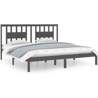 Berkfield Home Bed Frame Grey Solid Wood Pine 200x200 cm