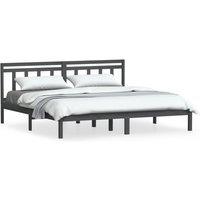 Berkfield Home Bed Frame Grey Solid Wood Pine 200x200 cm